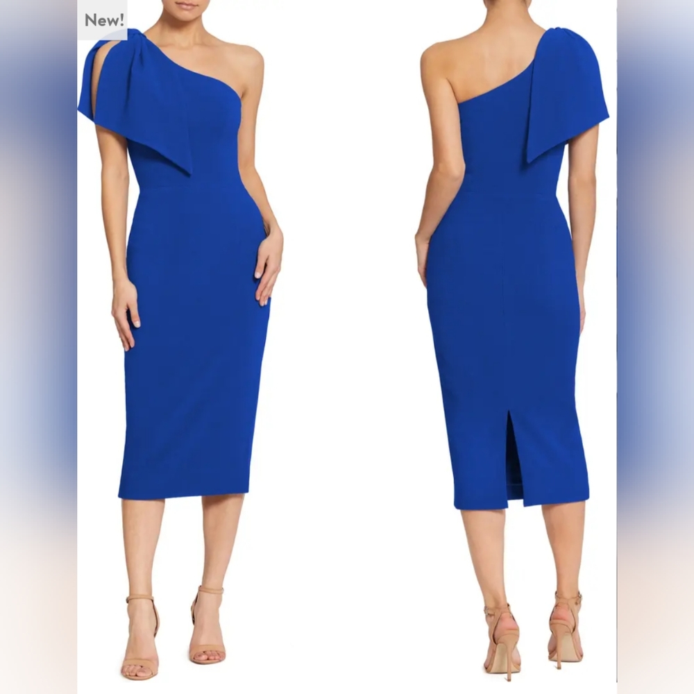 Dress The Population Tiffany One-Shoulder Midi Dress Size Medium
